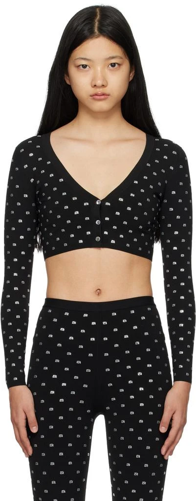 Alexander Wang Black Cropped Crystal Cardigan 1