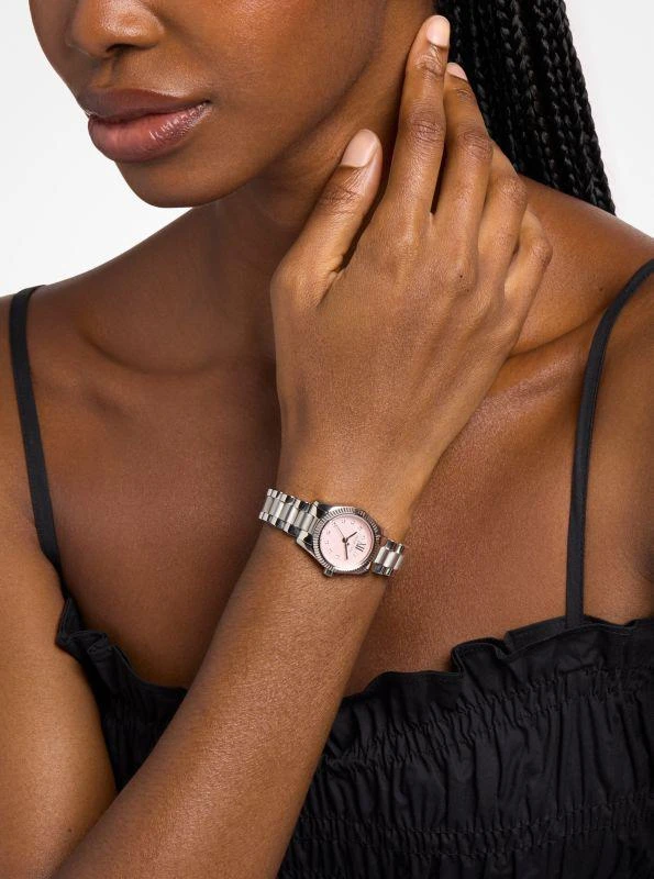 Michael Kors Petite Lexington Pavé Silver-Tone Watch 6