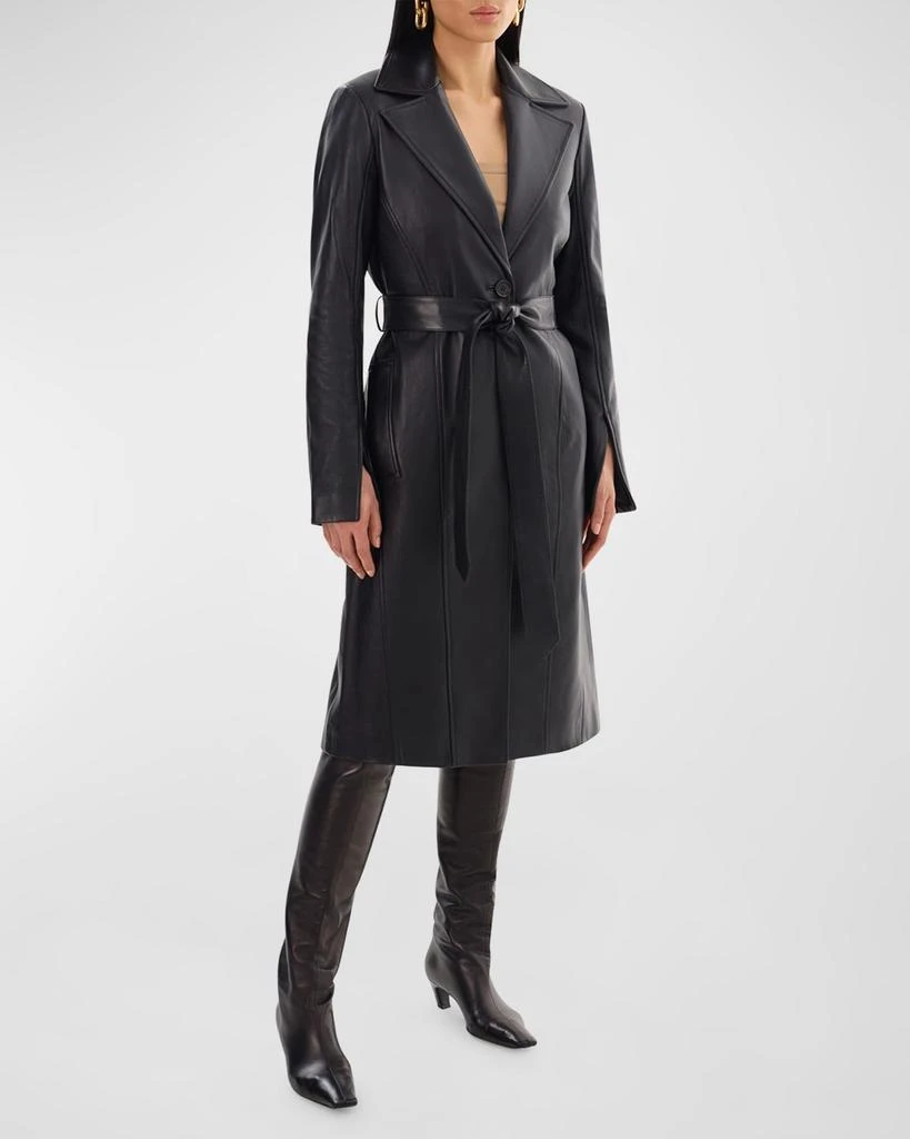 LaMarque Miranda Single-Breasted Lambskin Leather Trench Coat