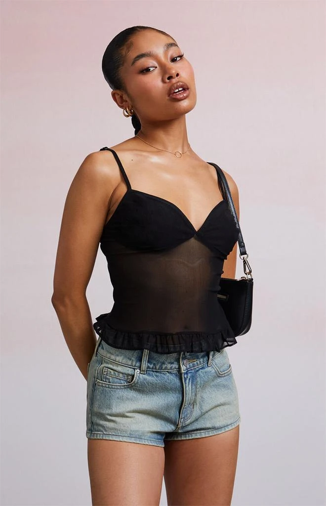 Third Charm Kiki Mesh Sweetheart Ruffle Tank Top 2