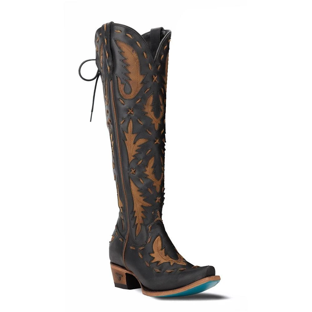 LANE Reverie Overlay Corset Tooled-Inlay Snip Toe Cowboy Boots 2