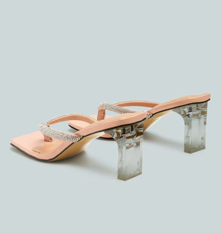 London Rag Litchi Rhinestone Embellished Strap Sandals 2