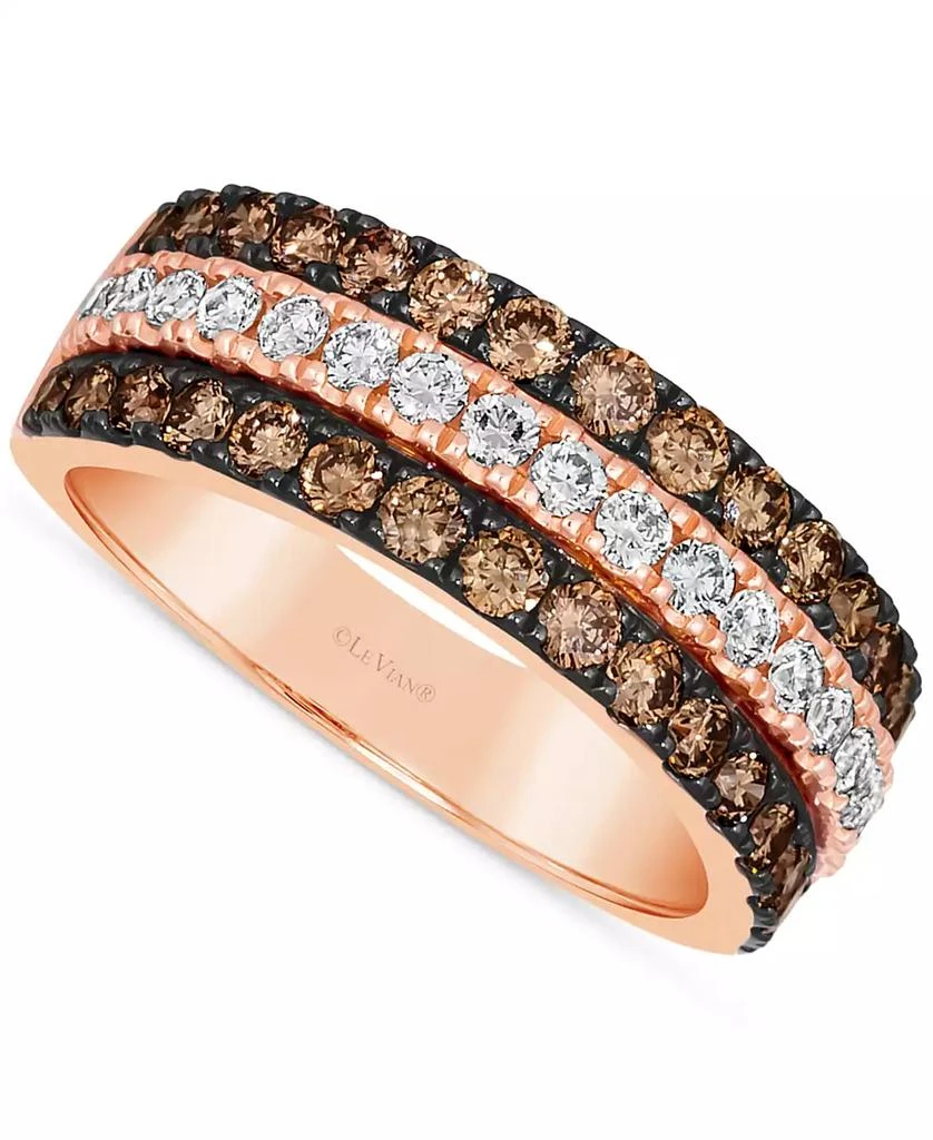 Le Vian Chocolate Diamond & Nude Diamond Triple Row Band (1-1/3 ct. t.w.) in 14k Rose Gold 1