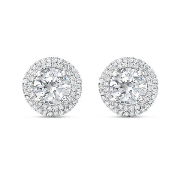 Diana M Jewels 14kt white gold lab grown round diamond halo earrings weighing 6.00 cts tw