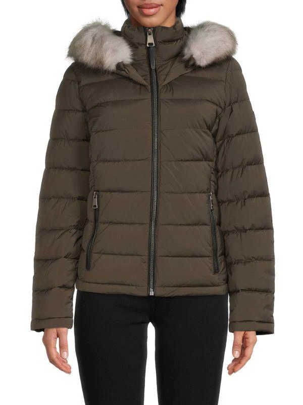 DKNY Faux Fur Trim Hooded Puffer Jacket 1
