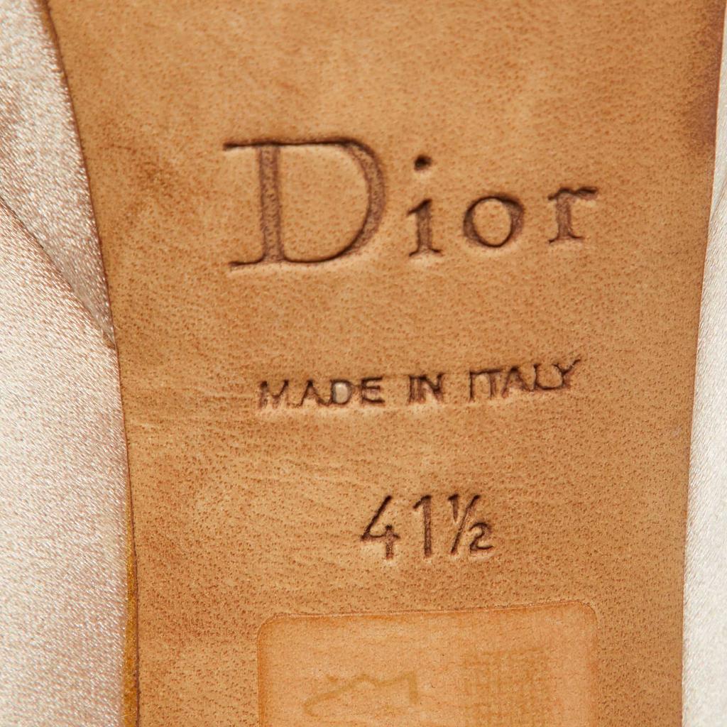Dior Beige Satin Cannage Heel Peep Toe Platform Pumps Size