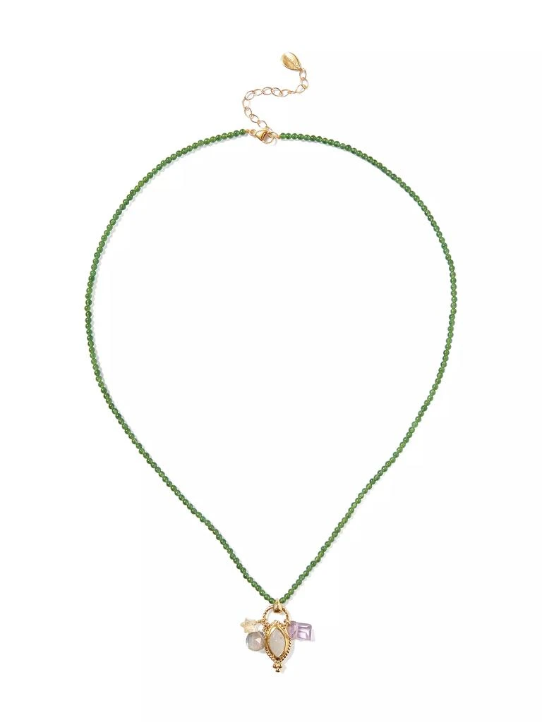 Chan Luu 18K Gold-Plated, Green Agate Bead & Multi-Gemstone Pendant Necklace 1