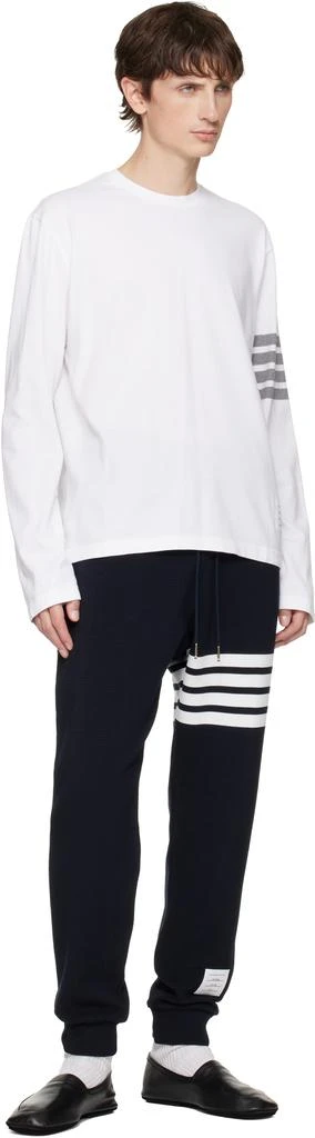 Thom Browne Navy 4-Bar Ottoman Sweatpants 4