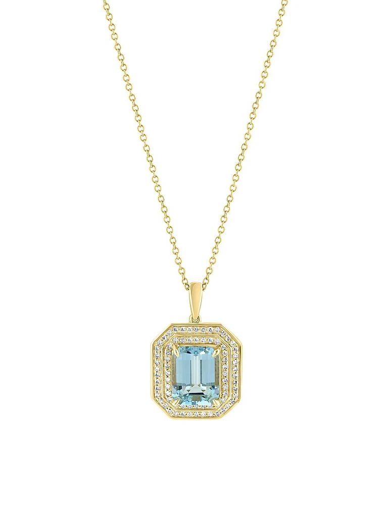 Saks Fifth Avenue Collection 14K Yellow Gold, Aquamarine 
0.29 TCW Diamond Pendant Necklace