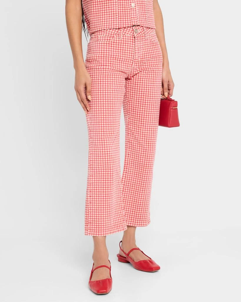 Damson Madder Kenny Gingham Kick-Flare Crop Jeans 4