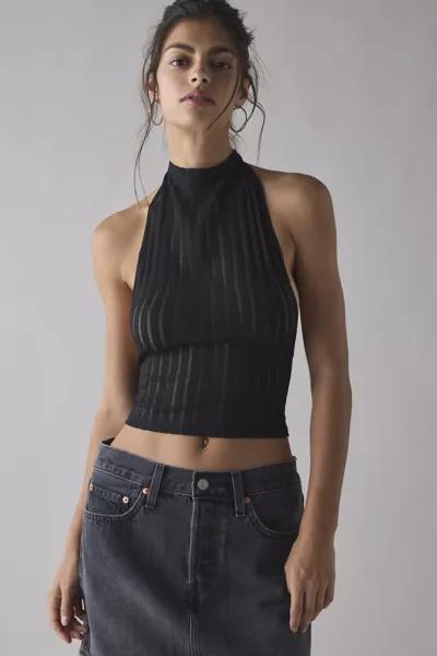 Jaded London Jaded London Zene Semi-Sheer Knit Backless Buckle Halter Top