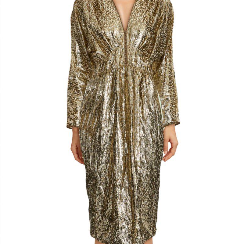 FORTE_FORTE Lurex Jersey Jacquard Belted Crossed Dress