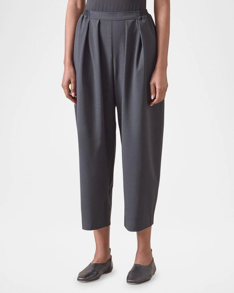 Eskandar Pleated Stretch Wool Straight-Leg Crop Trousers 4