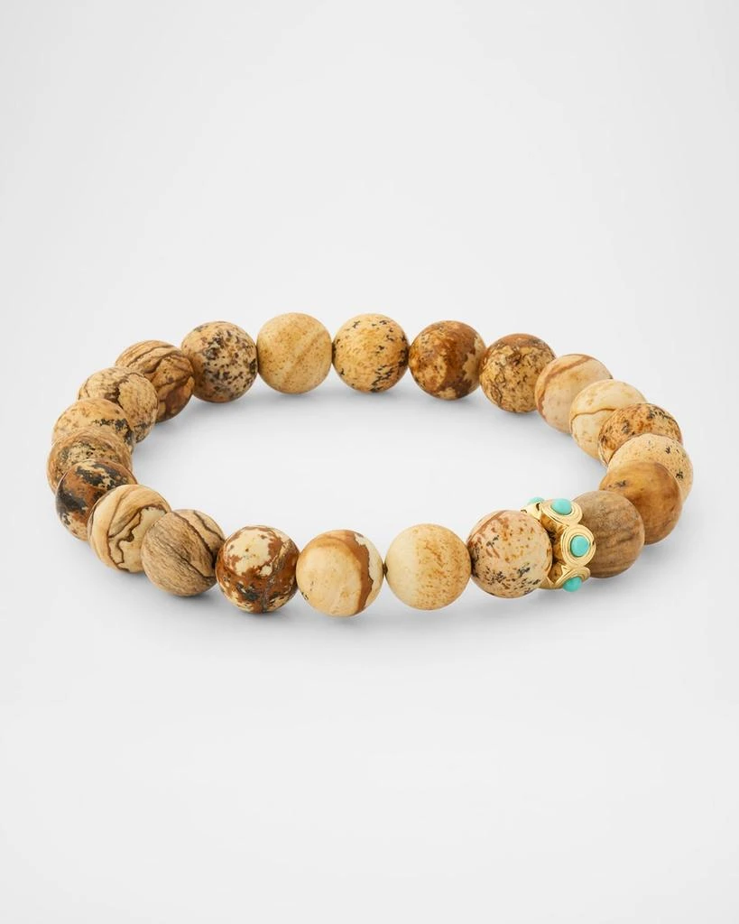Sydney Evan Picture Jasper Bead Bracelet with Fluted Turquoise Rondelle 4