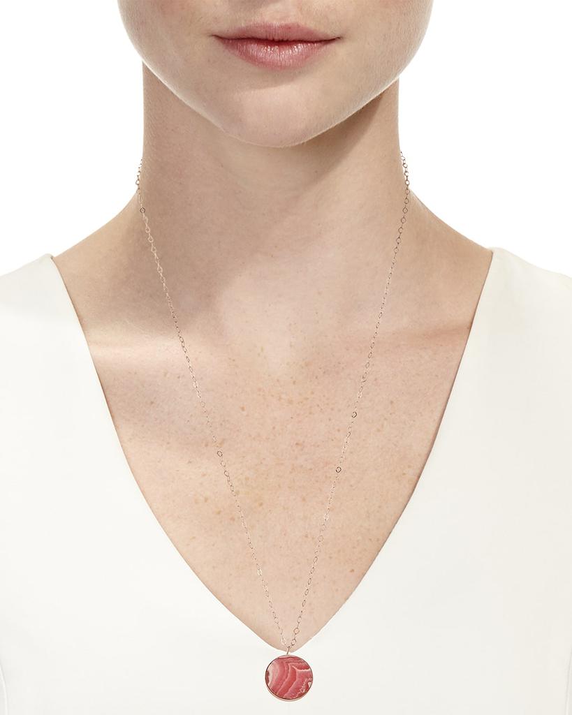 Ginette NY Ever Jumbo Rhodocrosite Disc Necklace