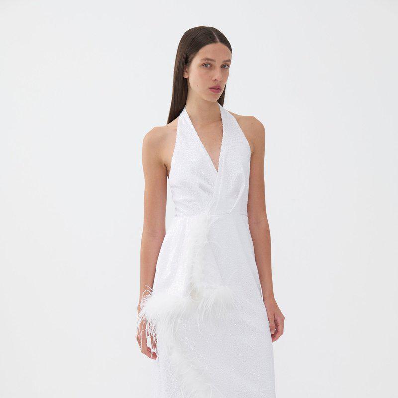 Nocturne Sequined Feather Boa Mini Dress (Final Sale)