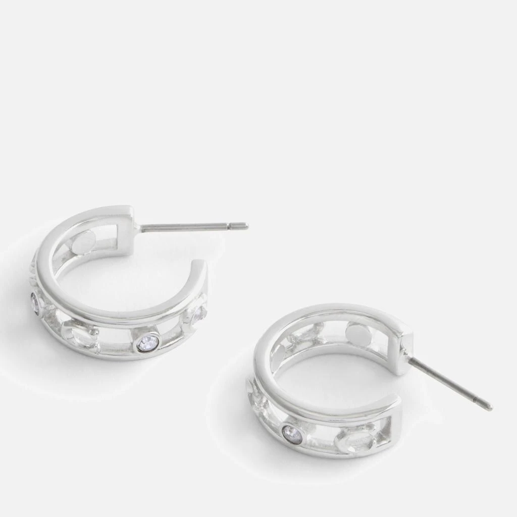 Coach Signature C Silver-Tone Open Hoop Earrings 2