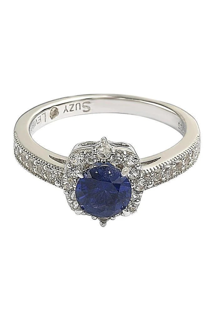 Suzy Levian Sterling Silver Sapphire Center Stone 
Lab Grown White Sapphire 3