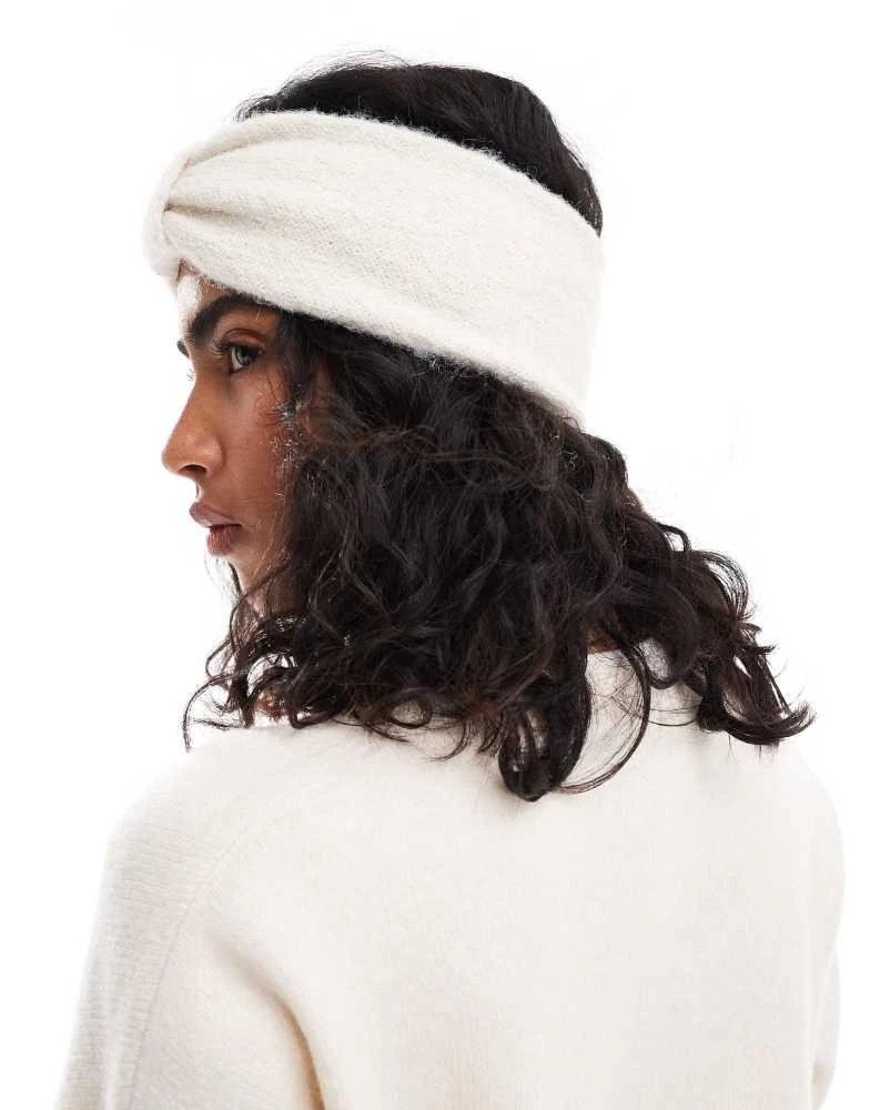 ASOS ASOS DESIGN wool mix knit headband in bow design in winter white 2