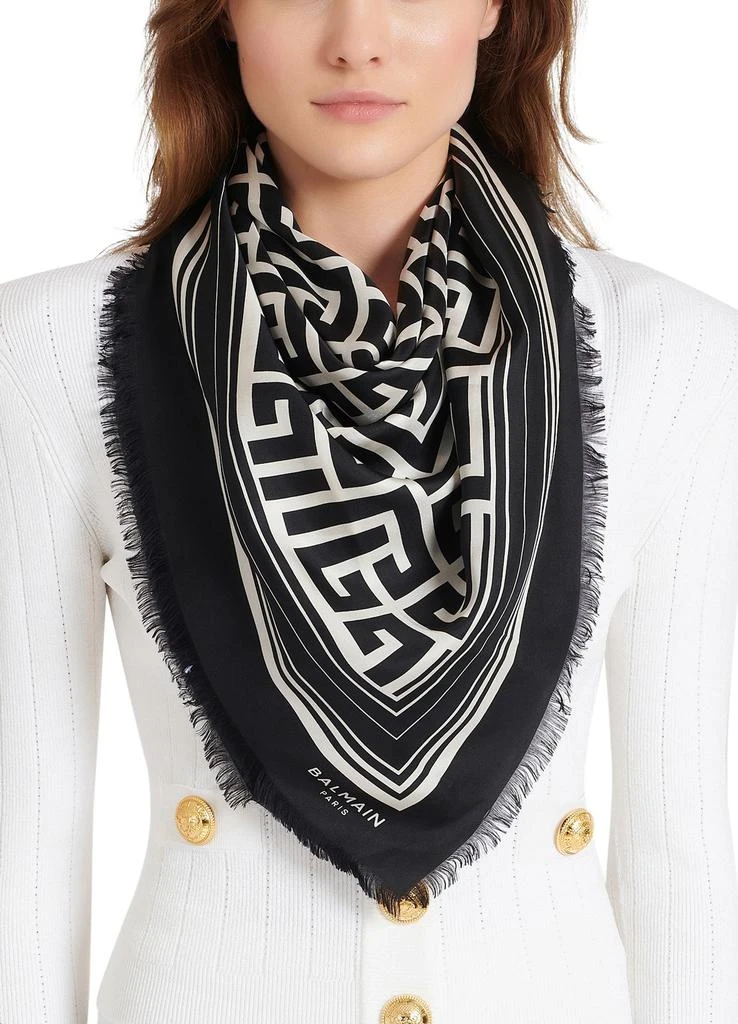 Balmain Silk monogrammed scarf 2
