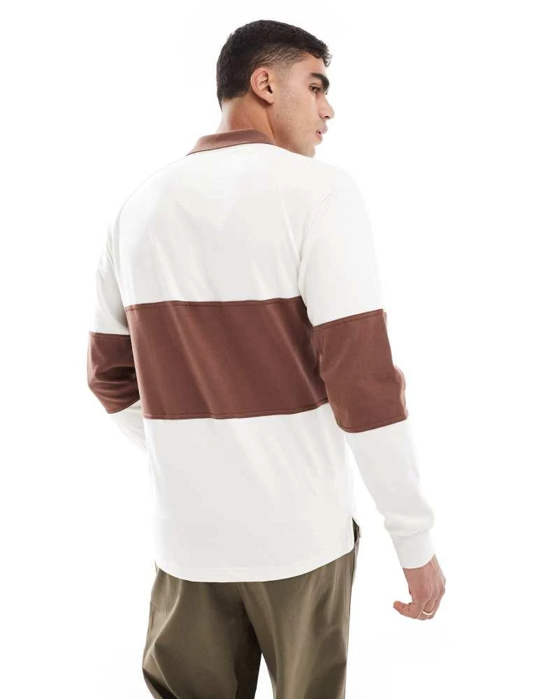 Converse Converse Retro Chuck Marquis long sleeve Polo in brown and white 4