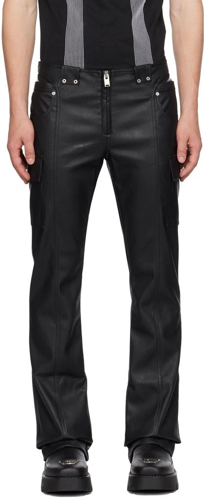Misbhv Black Cutout Faux-Leather Cargo Pants 1