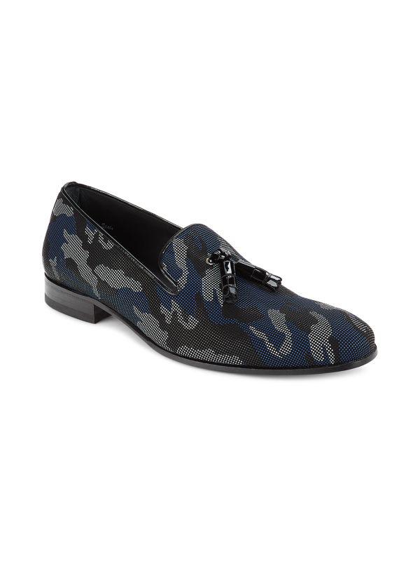 Mezlan Pebbled Camo Tassel Loafers