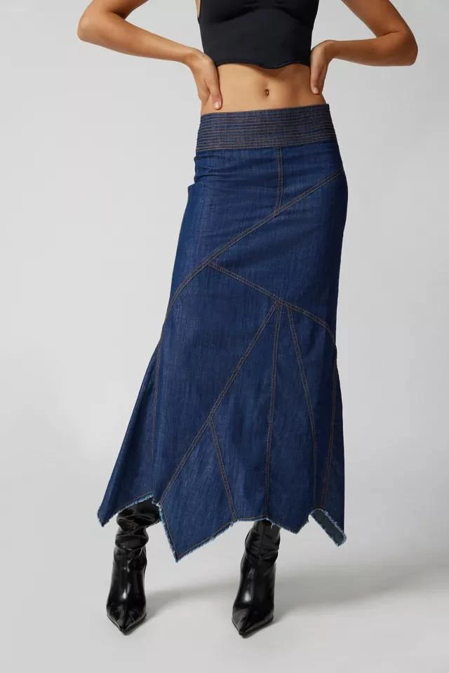 Urban Outfitters UO Evie Seamed Denim Midi Skirt 2