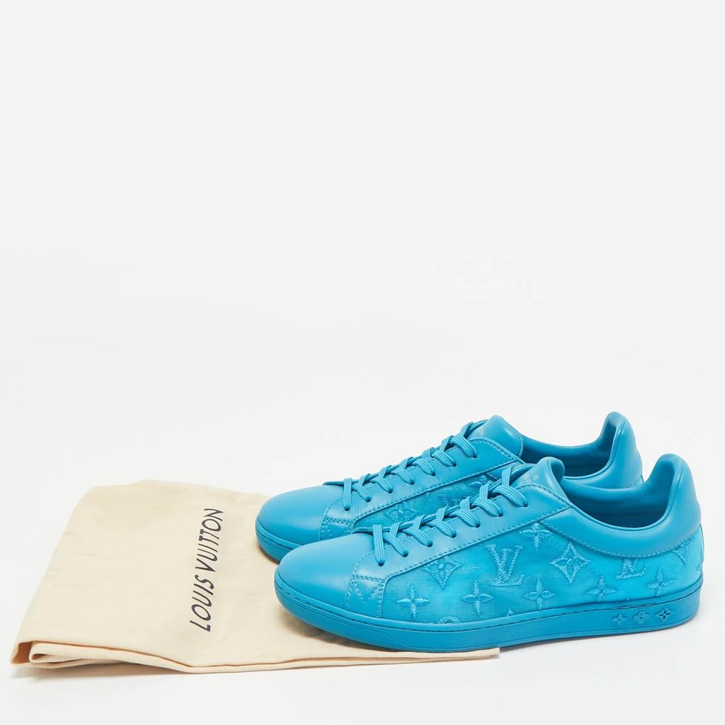 Louis Vuitton Louis Vuitton Blue Leather and Monogram Embroidered Mesh Luxembourg Sneakers Size 41 9