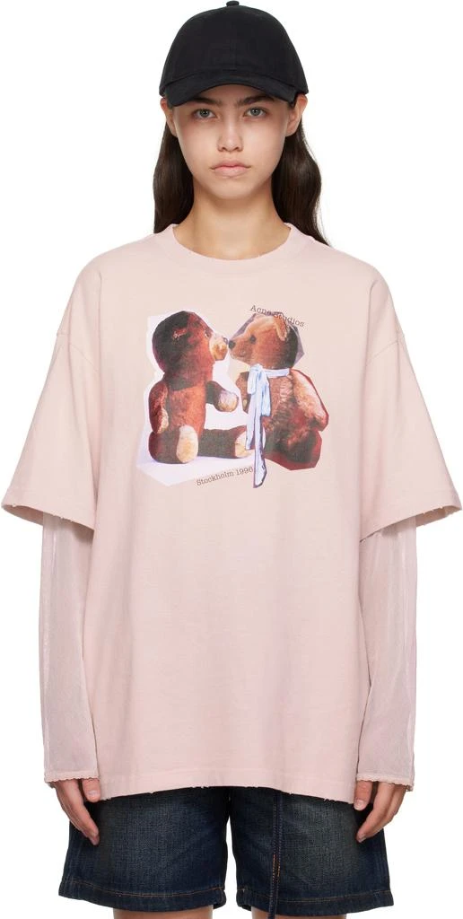 Acne Studios Pink Layered Print T-shirt 1