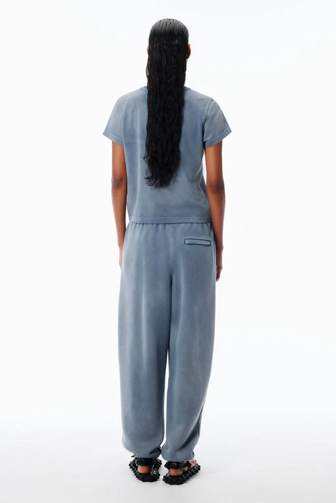 Alexander Wang blue shrunken cotton tee with logo 4