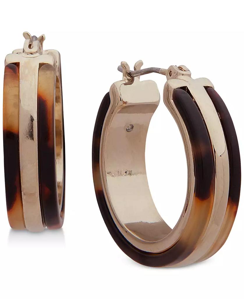 Ralph Lauren Gold-Tone & Tortoise-Look Small Hoop Earrings 1"