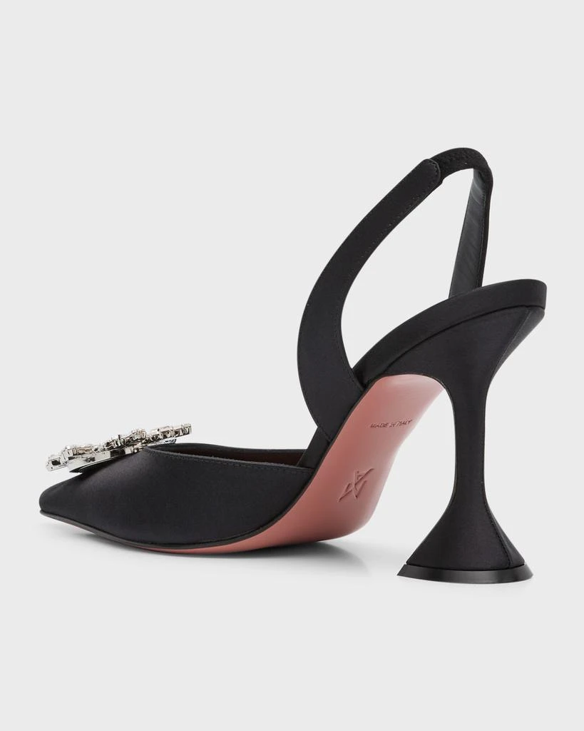Amina Muaddi Begum Satin Crystal Slingback Pumps 4