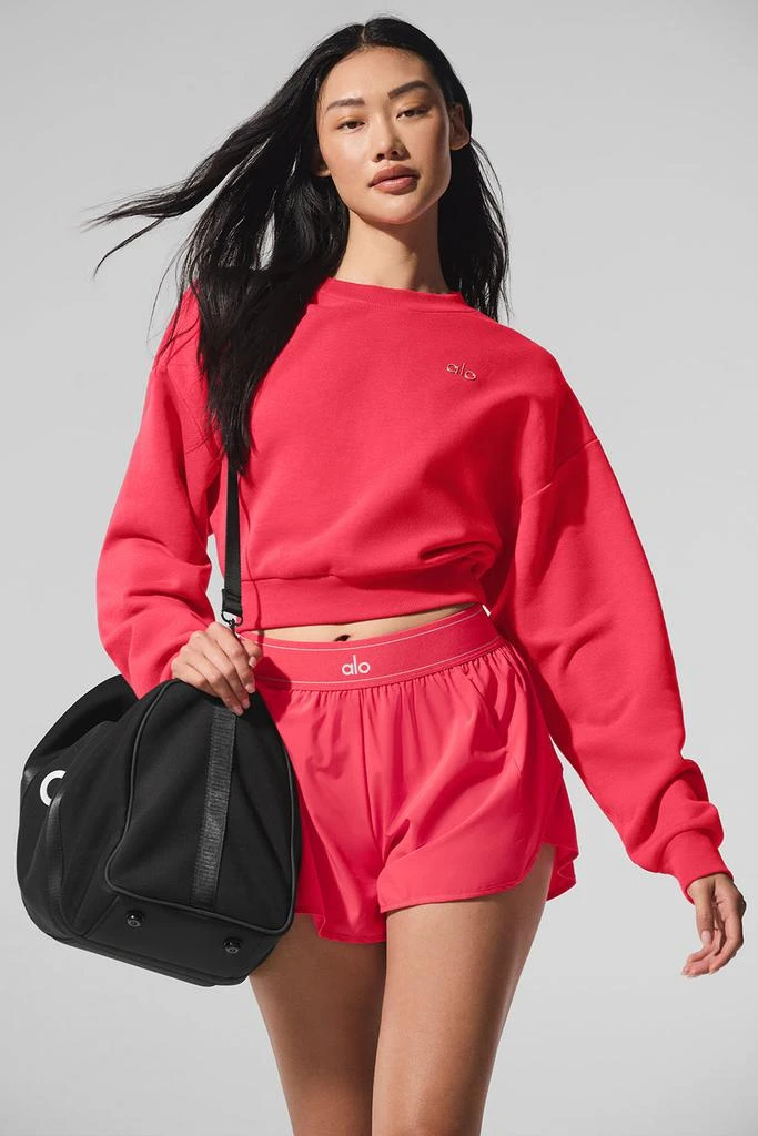 Alo Cropped Accolade Crewneck - Candy Red 2