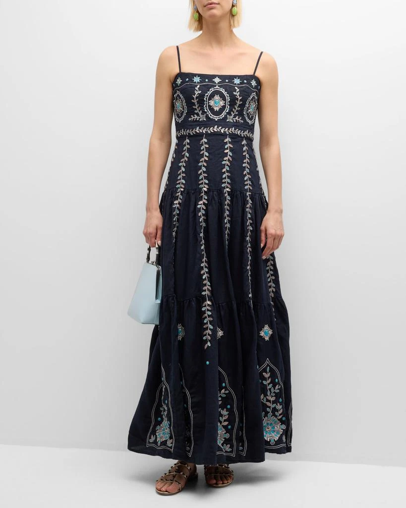 leo lin lucinda dress Leo Lin Lucinda Floral Appliqué Maxi Dress - Baby Pink