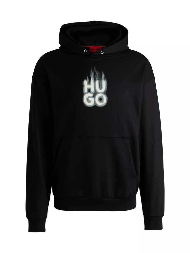 Hugo Boss Cotton-Terry Hoodie with Stacked Smoke Logo Print 1