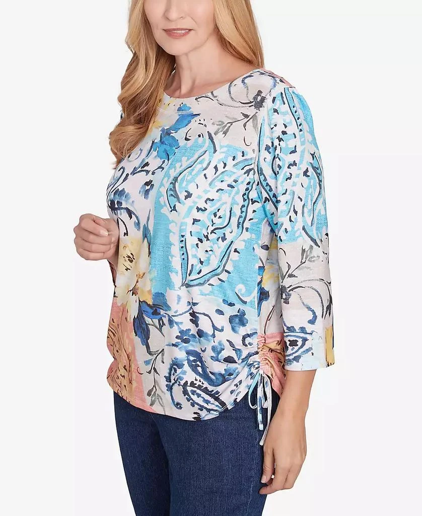 Alfred Dunner Women's Classic Floral Patch Drawstring Top 3