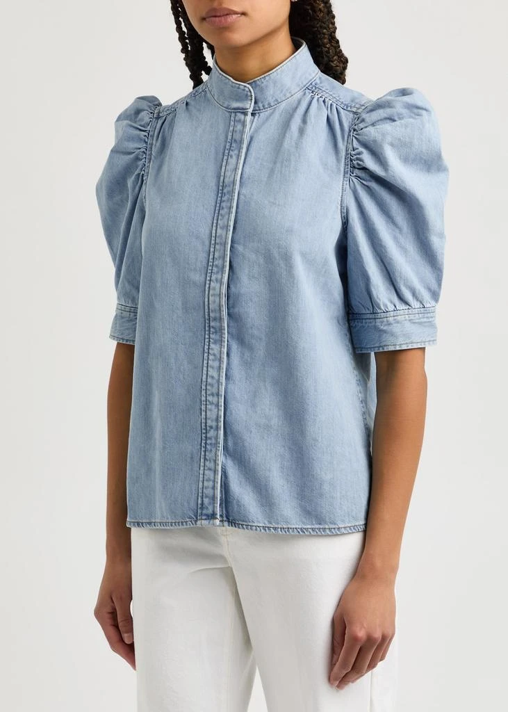 FRAME Gillian puff-sleeve denim blouse 2