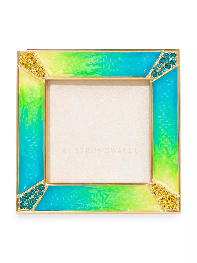 Jay Strongwater Leland 14K-Gold-Plated, Enamel & Glass Crystal 2" x 2" Square Frame