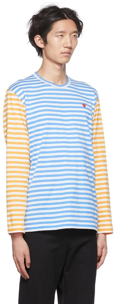 Comme des Garcons Blue & Yellow Heart Long Sleeve T-Shirt 2