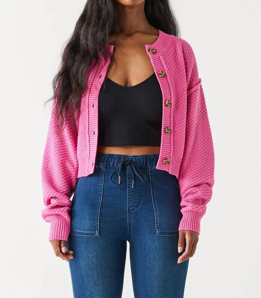 Dex Low Key Sweater Cardigan In Bubblegum Pink 1