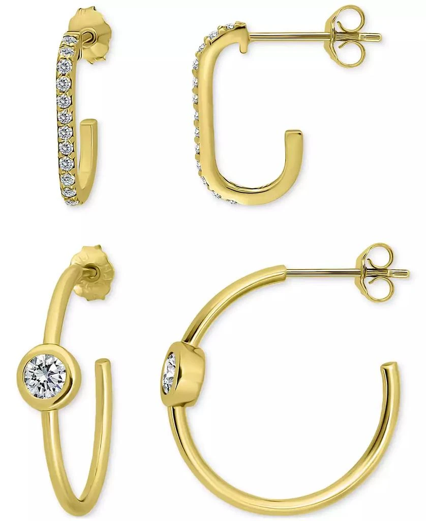 Giani Bernini 2-Pc. Set Pavé Cubic Zirconia & Round Bezel Set Cubic Zirconia Hoop Earrings in 18k Gold Over Sterling Silver, Exclusively at Macy's 3