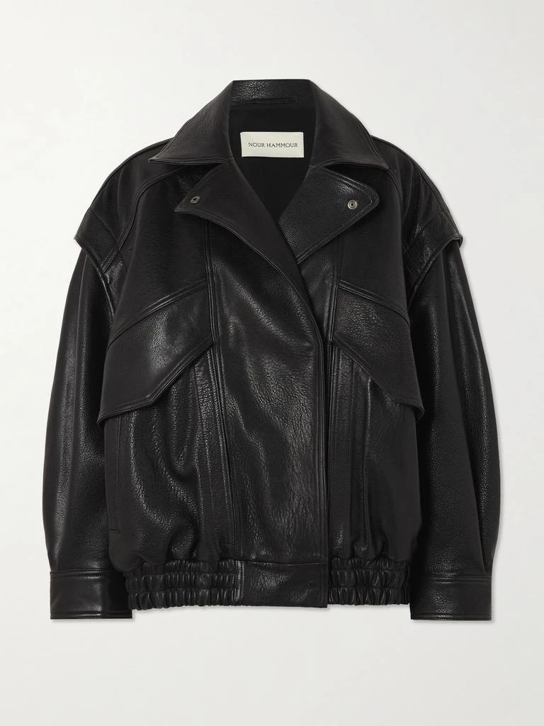 Nour Hammour Micah Oversized Paneled Textured-leather Jacket