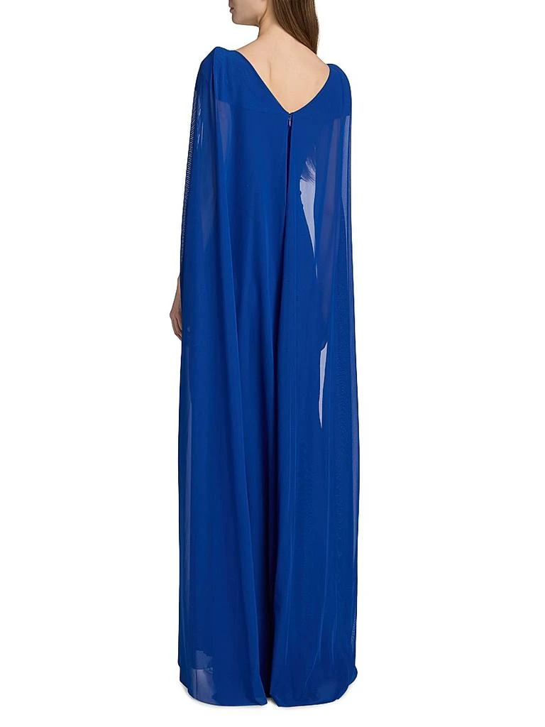 Talbot Runhof Chiffon Cape-Sleeve Sheath Gown 5