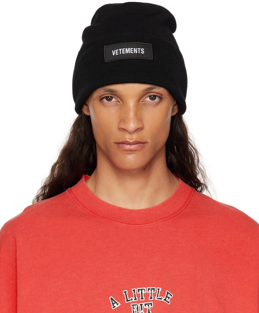 Vetements Black Blackout Logo Beanie 1