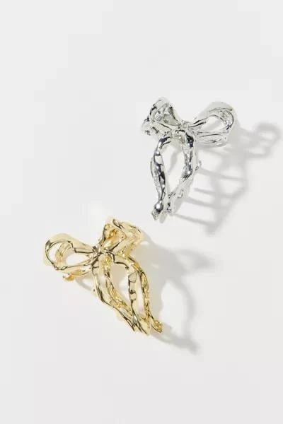 Urban Outfitters Hammered Metal Bow Claw Clip Set 1
