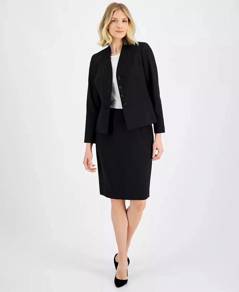 Le Suit Women's Stand-Collar Pencil Skirt Suit, Regular & Petite 3