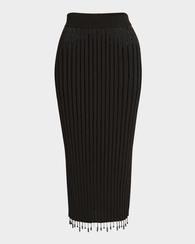 Jil Sander Beaded Fringe Rib Midi Skirt