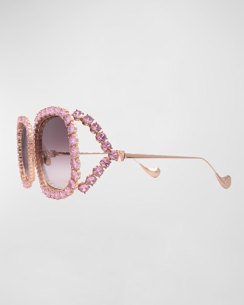 Anna-Karin Karlsson Starry Sky Rose Gold Mixed-Media Square Sunglasses