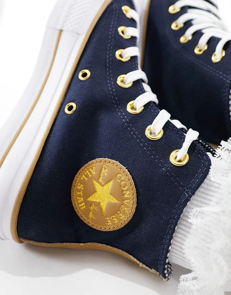 Converse Converse Lift Hi twill trainers in navy with gold details 5